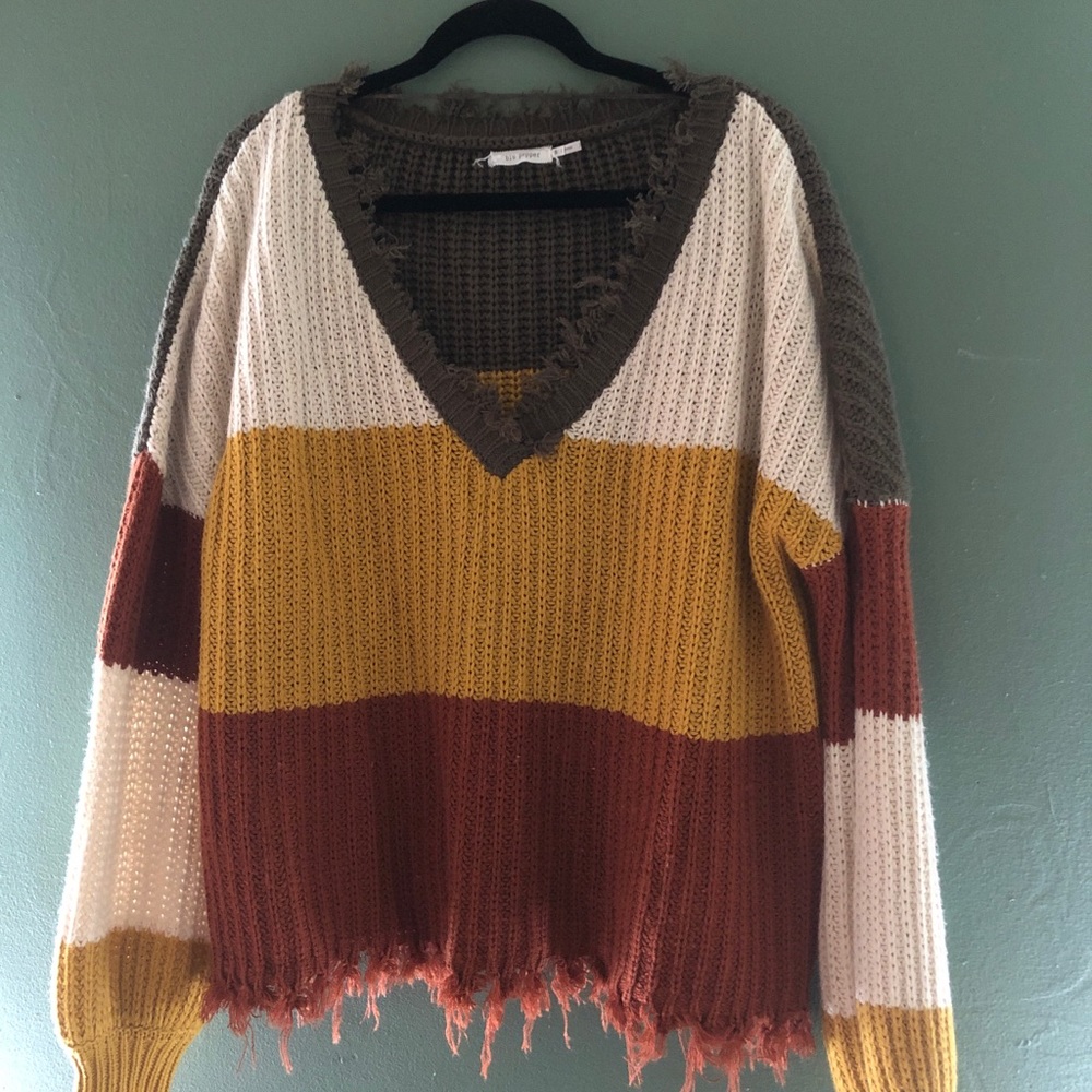 Multi colored V neck sweater